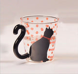 Cute Tail Black Cat Kitty Water Glass Cup