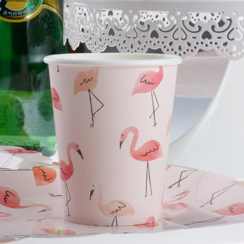 10 pcs 9orz Flamingo Paper Cups Disposable